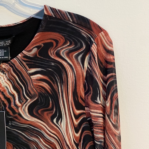 RACHEL ZOE Women’s Sheer Long Sleeve Ruched Top Size XL - Picture 6 of 7